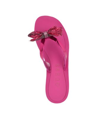【GUESS】Tata Sparkle Botai Flipflop Sandals GUESS Women's Tata EVA Sparkle Bow Flip Flop Sandals - Macy's