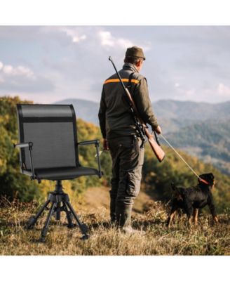 Folding Swivel Patio Chair with 4 Adjustable Leg-Black
