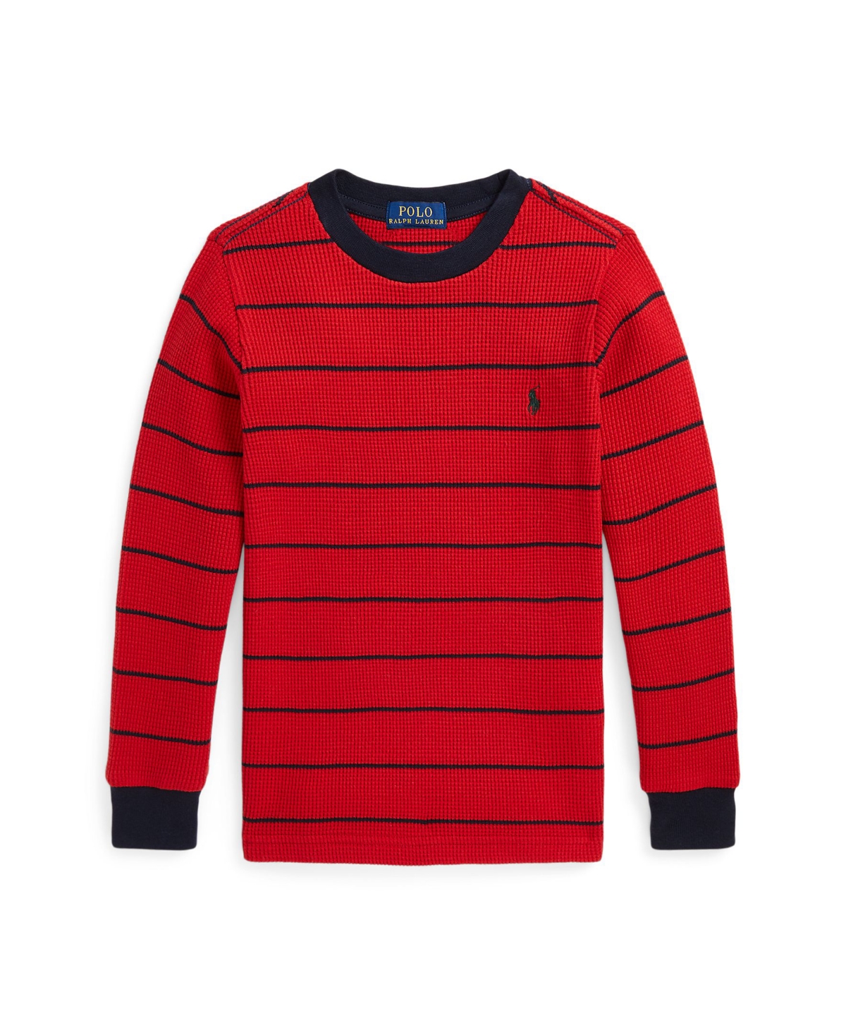 Polo Ralph Lauren Toddler and Little Boys Striped Waffle Cotton Long Sleeve Tee - Rl 2000 Red/Rl Navy