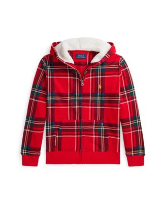 POLO RALPH LAUREN PATCHWORK 2024 PLAID FULL-ZIP FLEECE HOODIE (LARGE)