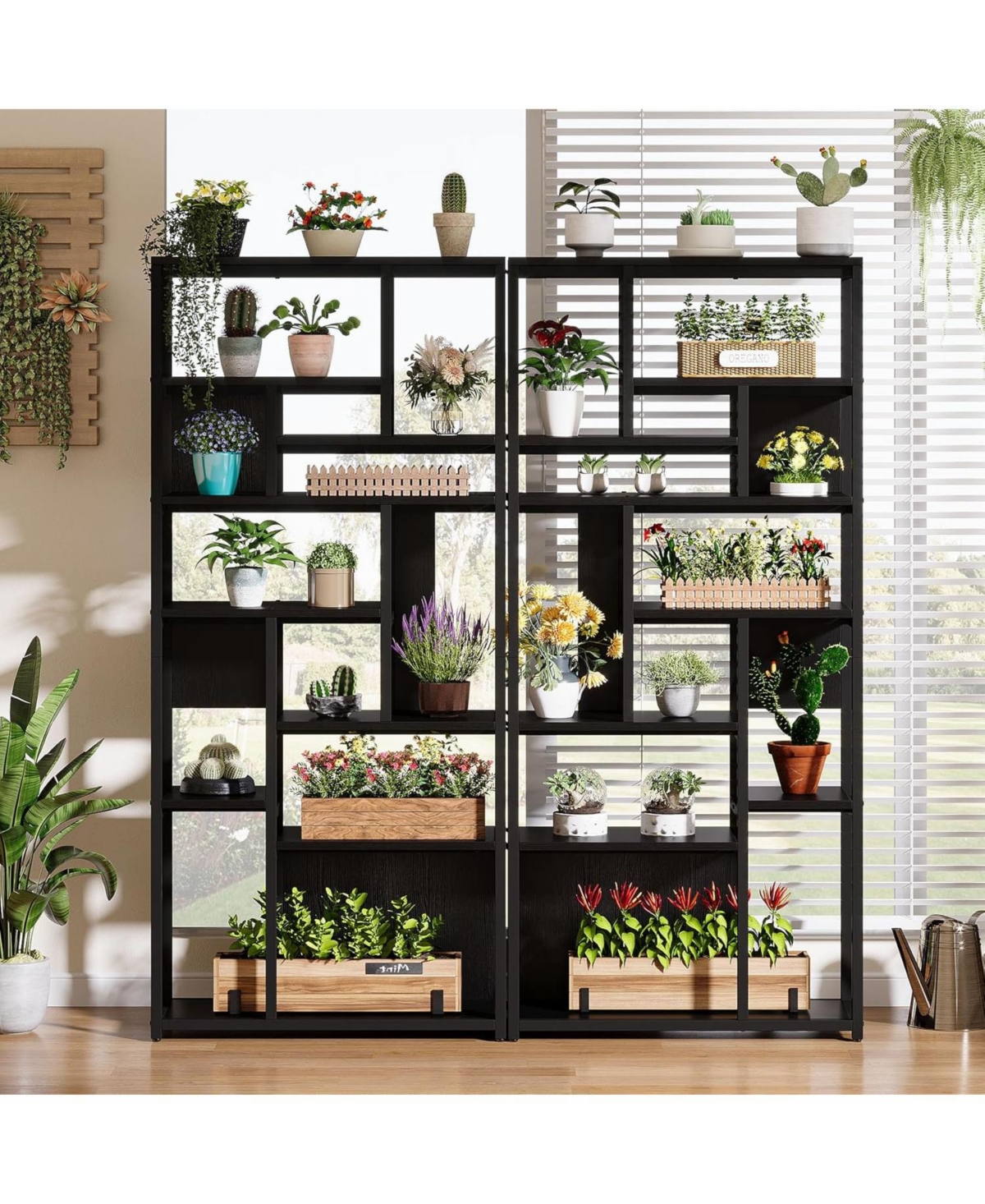 Tribesigns 8-Tier Tall Etagere Bookshelf, 70.9''Bookcase with 12-Open Storage Shelves, Freestanding Modern Wood Display Shelving Unit with Meta