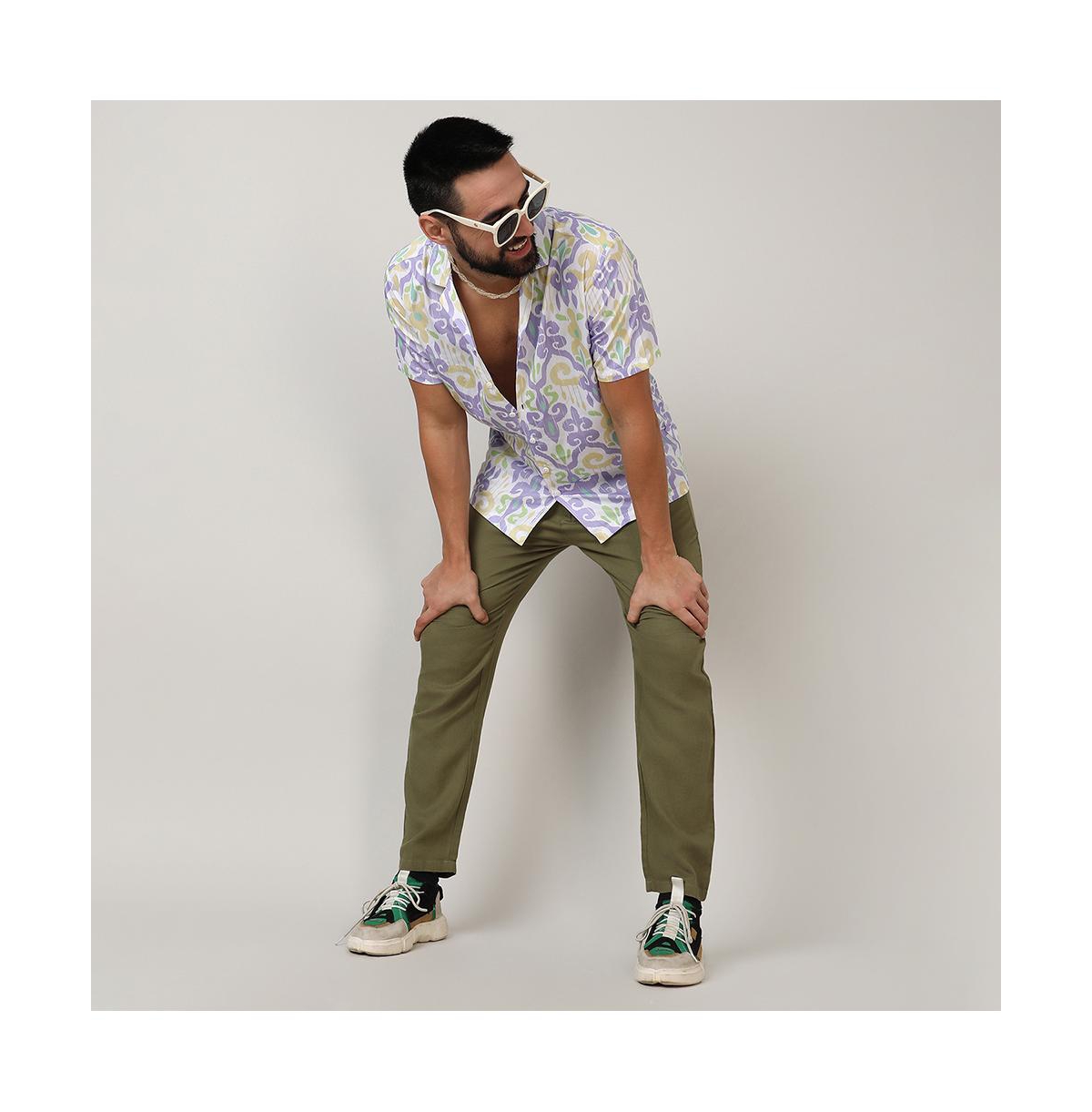 Campus Sutra Men's Lilac & PaleEthnic Shirt - Yellow