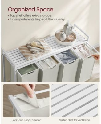 Laundry Hamper with 4 Removable Bags and Rolling Frame for Easy Sorting