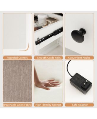 3-in-1 Vanity Set with Cushioned Stool and Flip-up Mirror