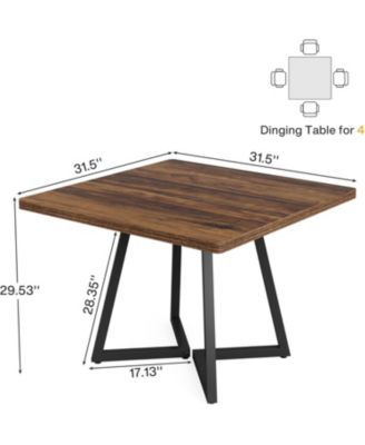 Square Dining Table for 4, 31.5" Industrial Dinner Table with Metal Base, Wood Kitchen Table for Dining Room, Small Space, Apartment