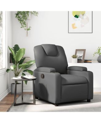 Recliner Chair Gray Faux Leather