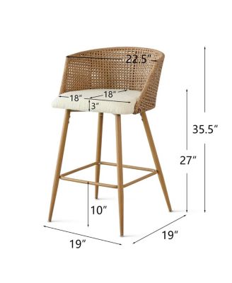 Rattan Boucle Armrest Counter Stool Set Of 4-Maison Boucle