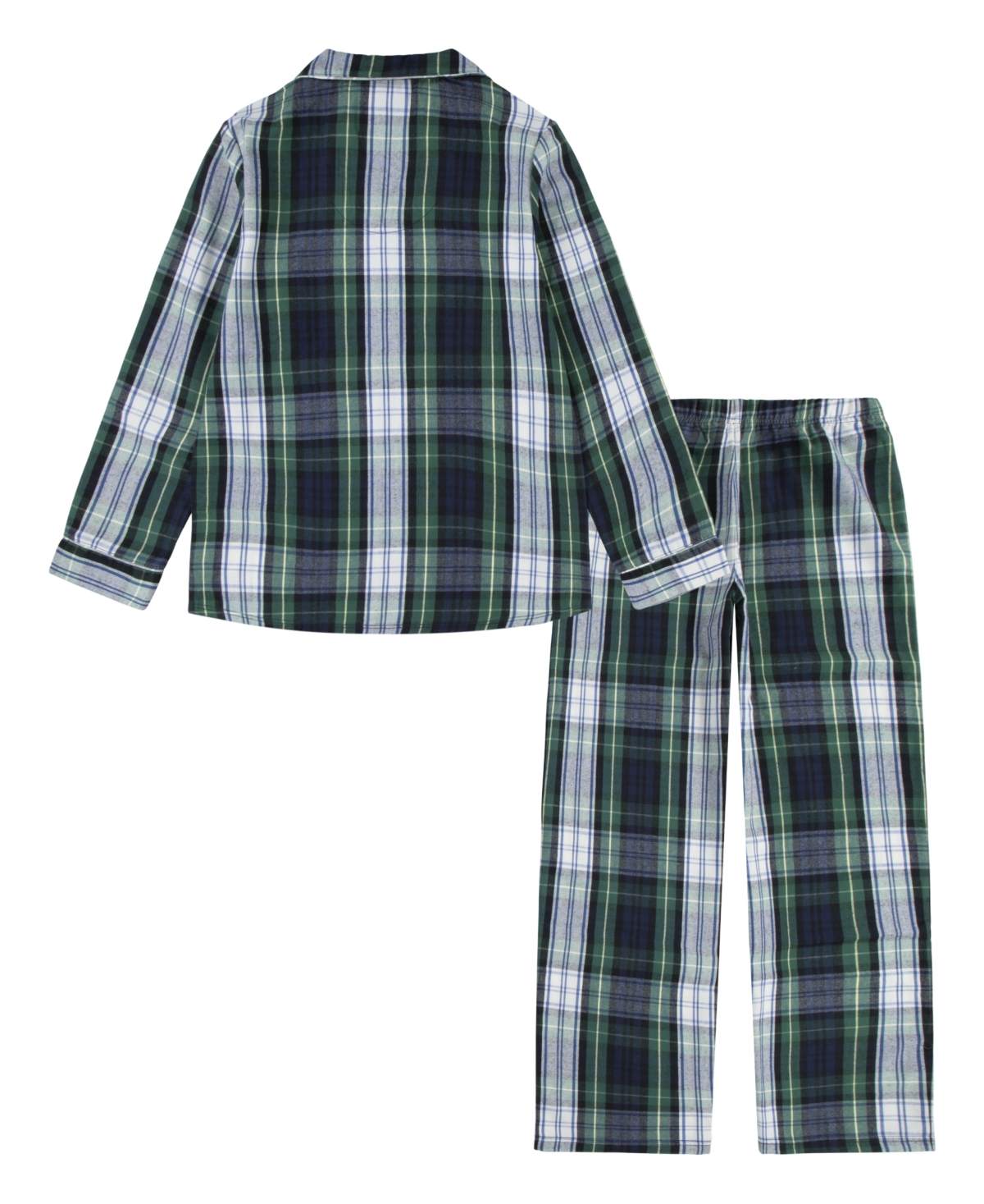 Polo Ralph Lauren Big Boys Woven Long Sleeve And Pant Pajamas, 2-piece Set In White Gordon Plaid