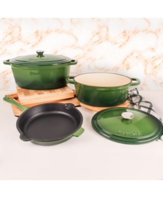 Neo 5pc Cast Iron Oval Dutch Oven Set with 10" Fry Pan, 5qt. & 8qt.