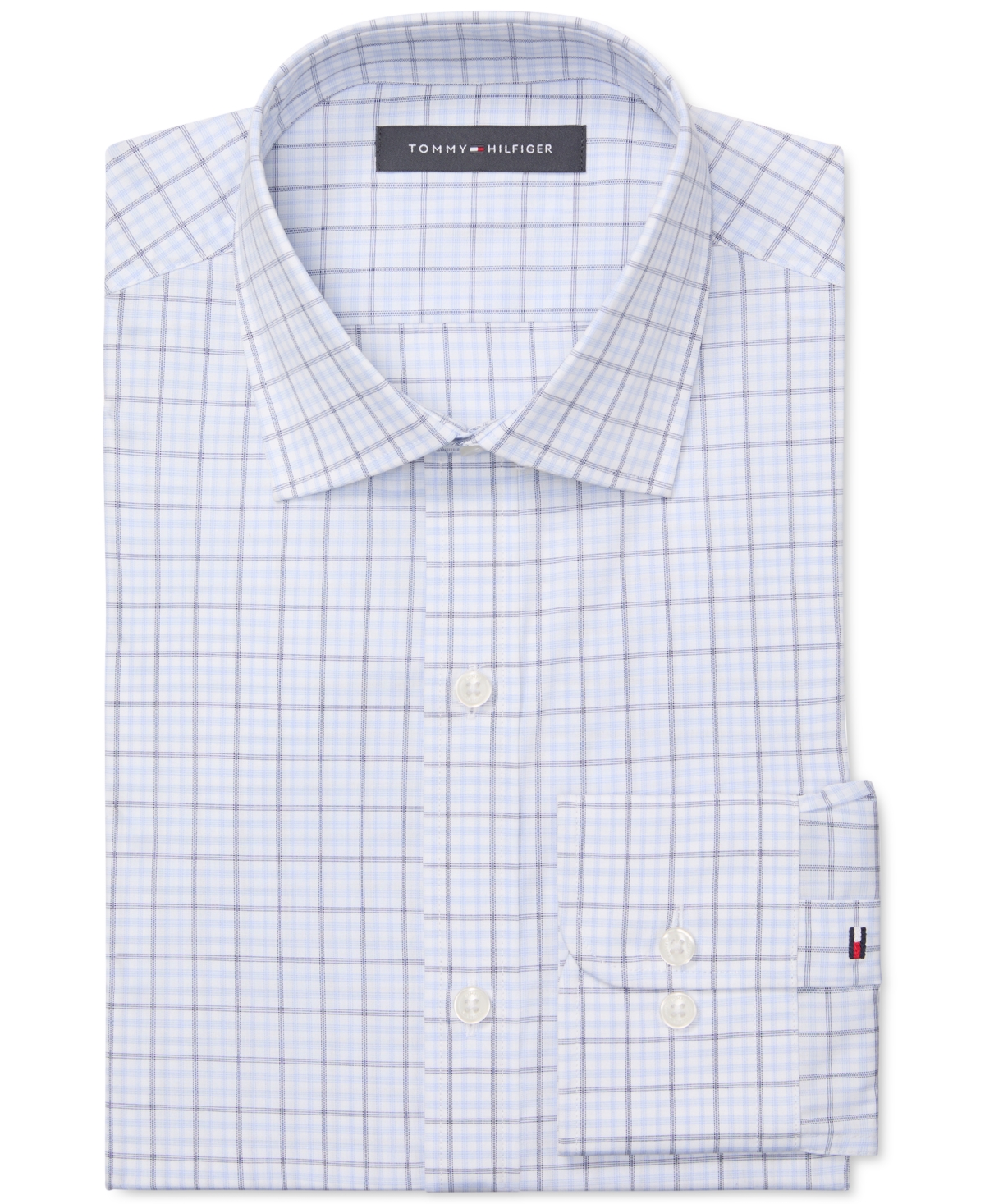 Tommy Hilfiger Men's Th Flex Slim Fit Wrinkle Free Stretch Twill Dress Shirt