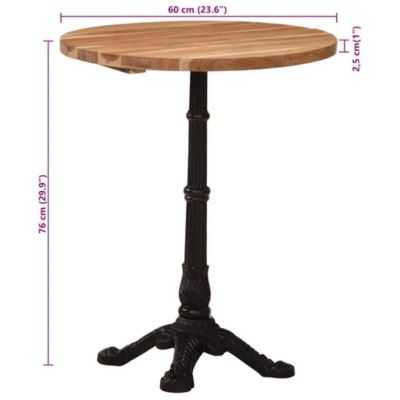 Bistro Table Natural Wood Solid Acacia wood, Cast iron Small
