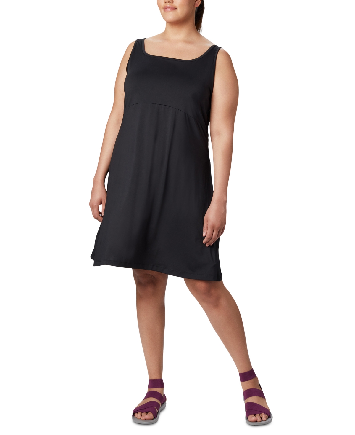 Columbia Pfg Plus Size Active Printed Freezer Iii Dress In Black