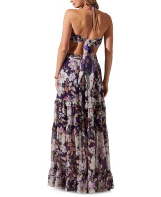 ASTR the Label Women's Kitsune Floral Cut-Out Halter Maxi Dress