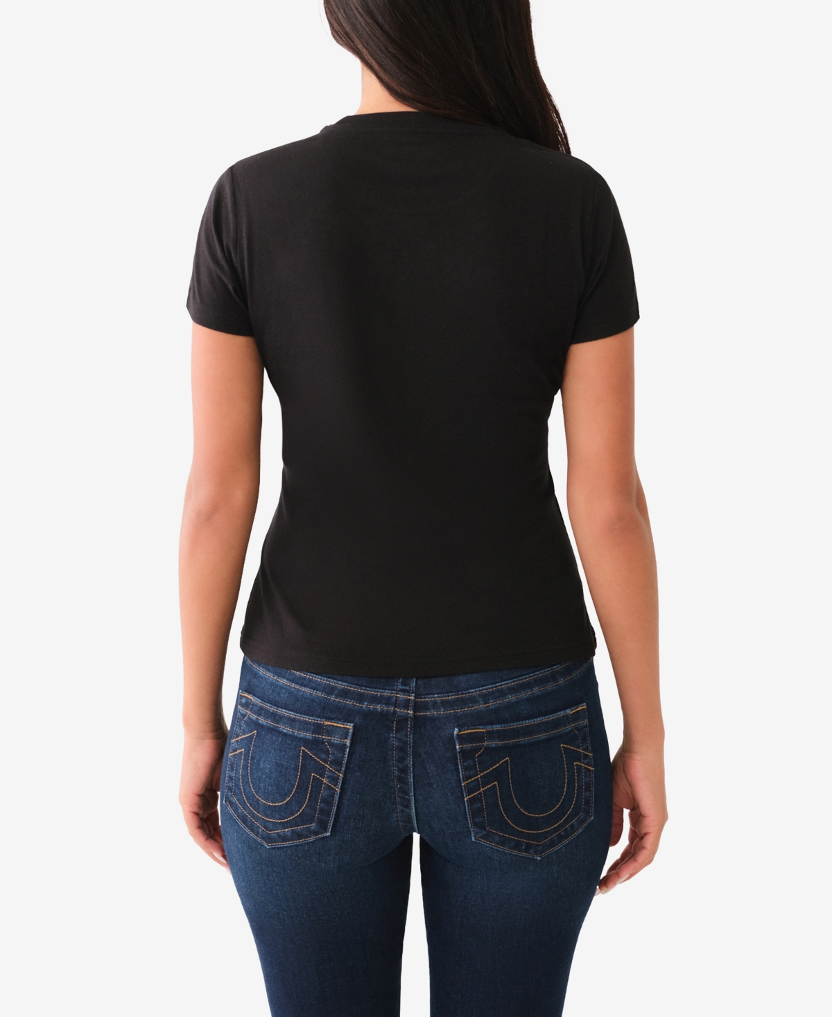 True Religion Women's Crystal Retro Horseshoe Crew Tee