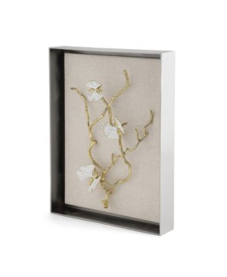 Butterfly Ginkgo Gold Fabric Shadow Box, 13.75" x 10.25"