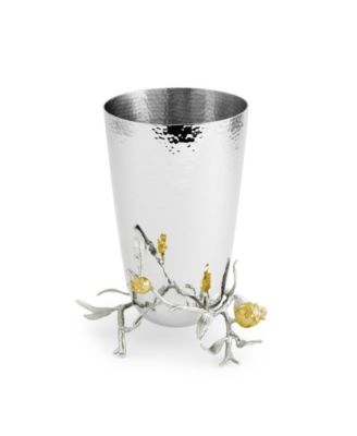 Pomegranate Silver and Gold Vase