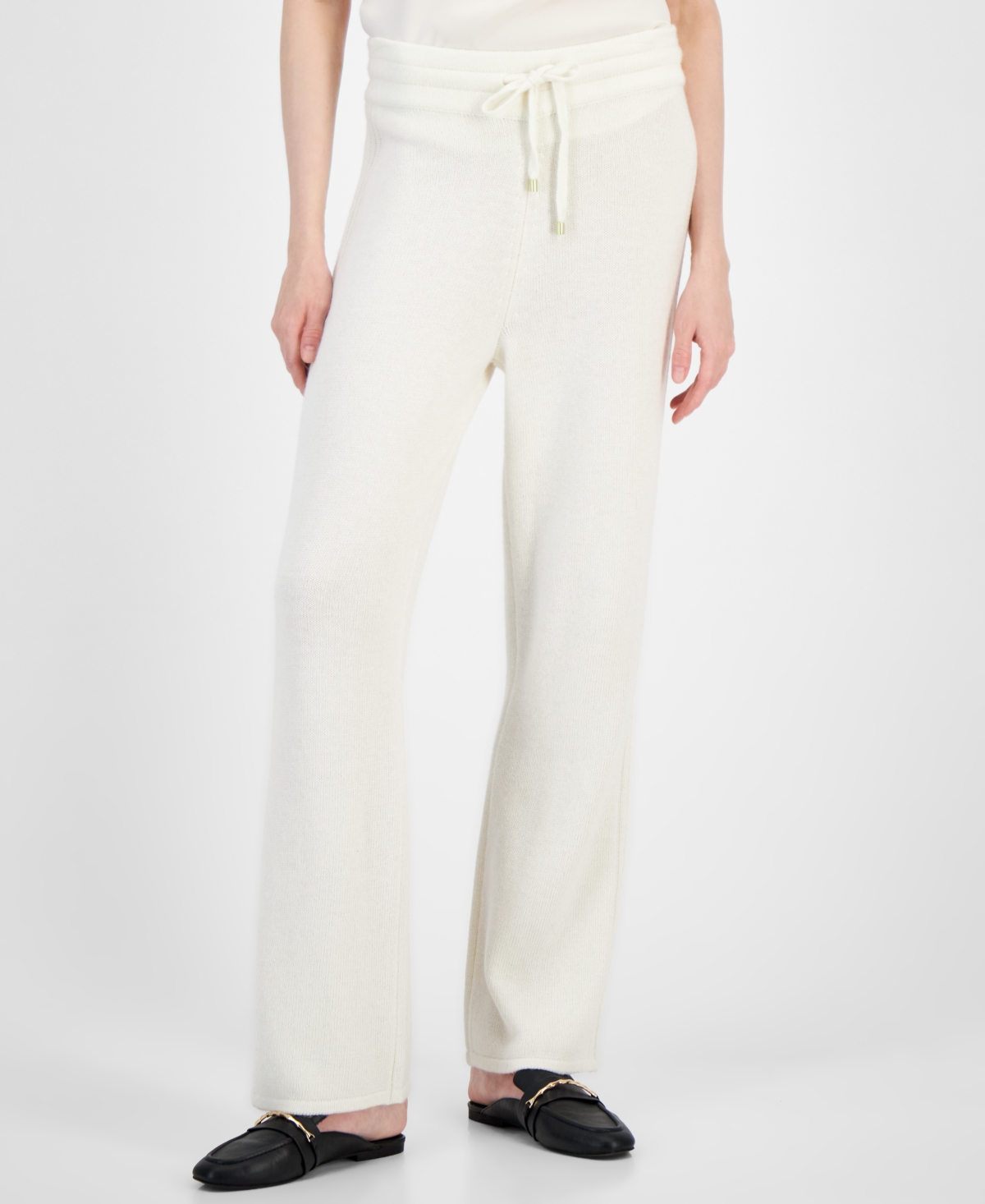 Anne Klein Women's Wide-leg Pull-on Knit Pants In Anne White