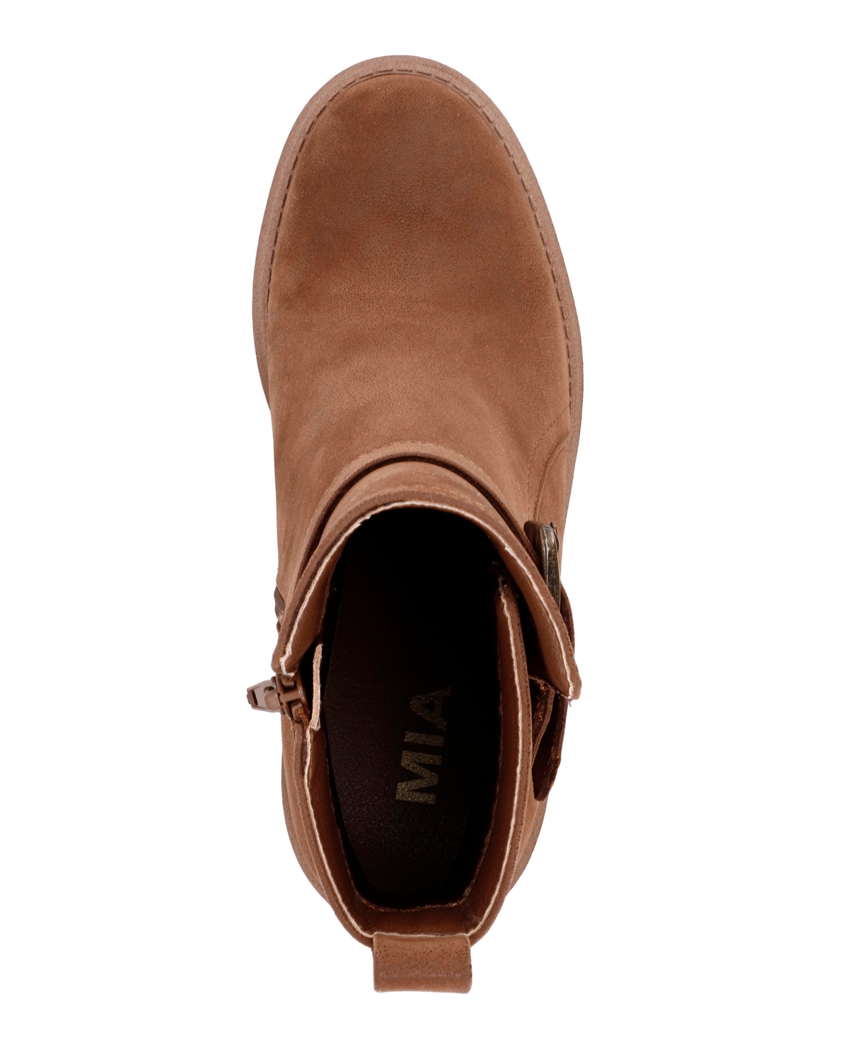 Mia Cleste Womens Buckle Manmade Wedge Boots In Cognac