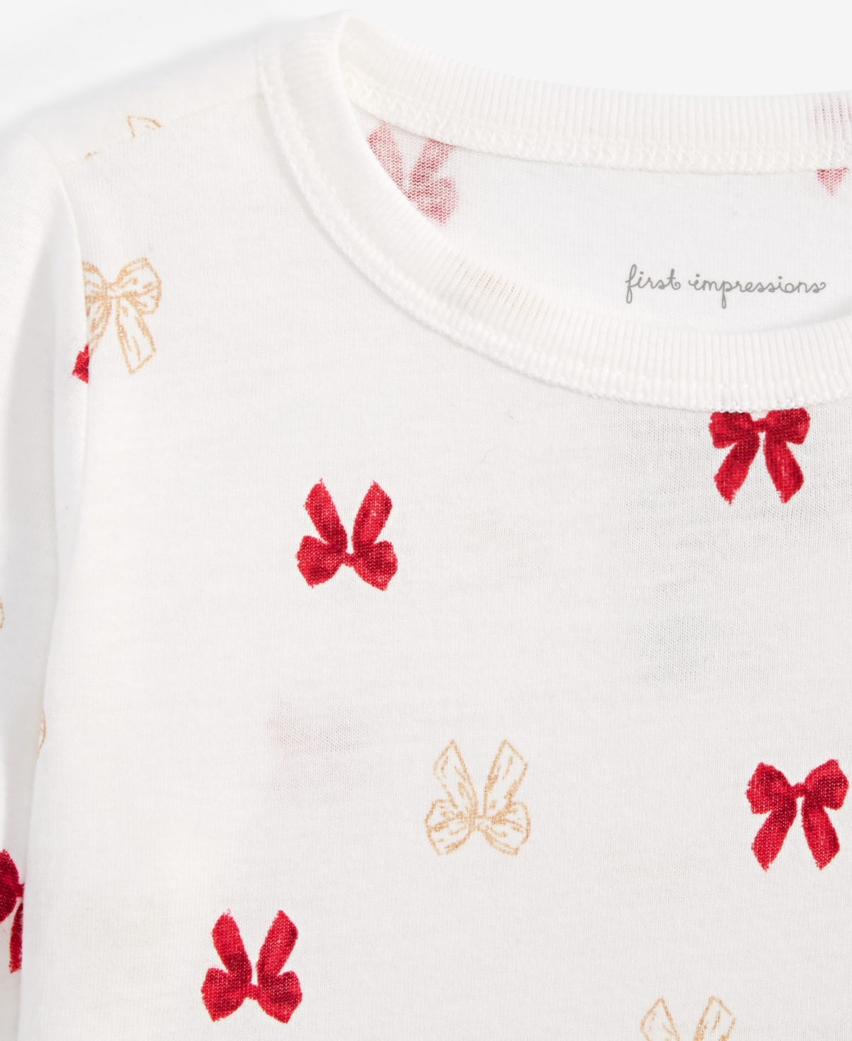 First Impressions Baby Girls Delicate Bow Printed Long-Sleeve Peplum T-Shirt, Created for Macy's