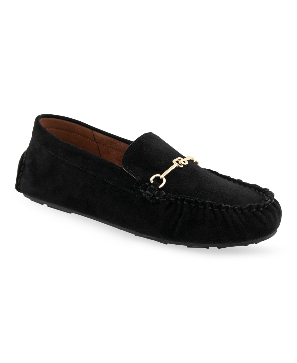 Aerosoles Women's Chris Buckle Flats In Black Suede