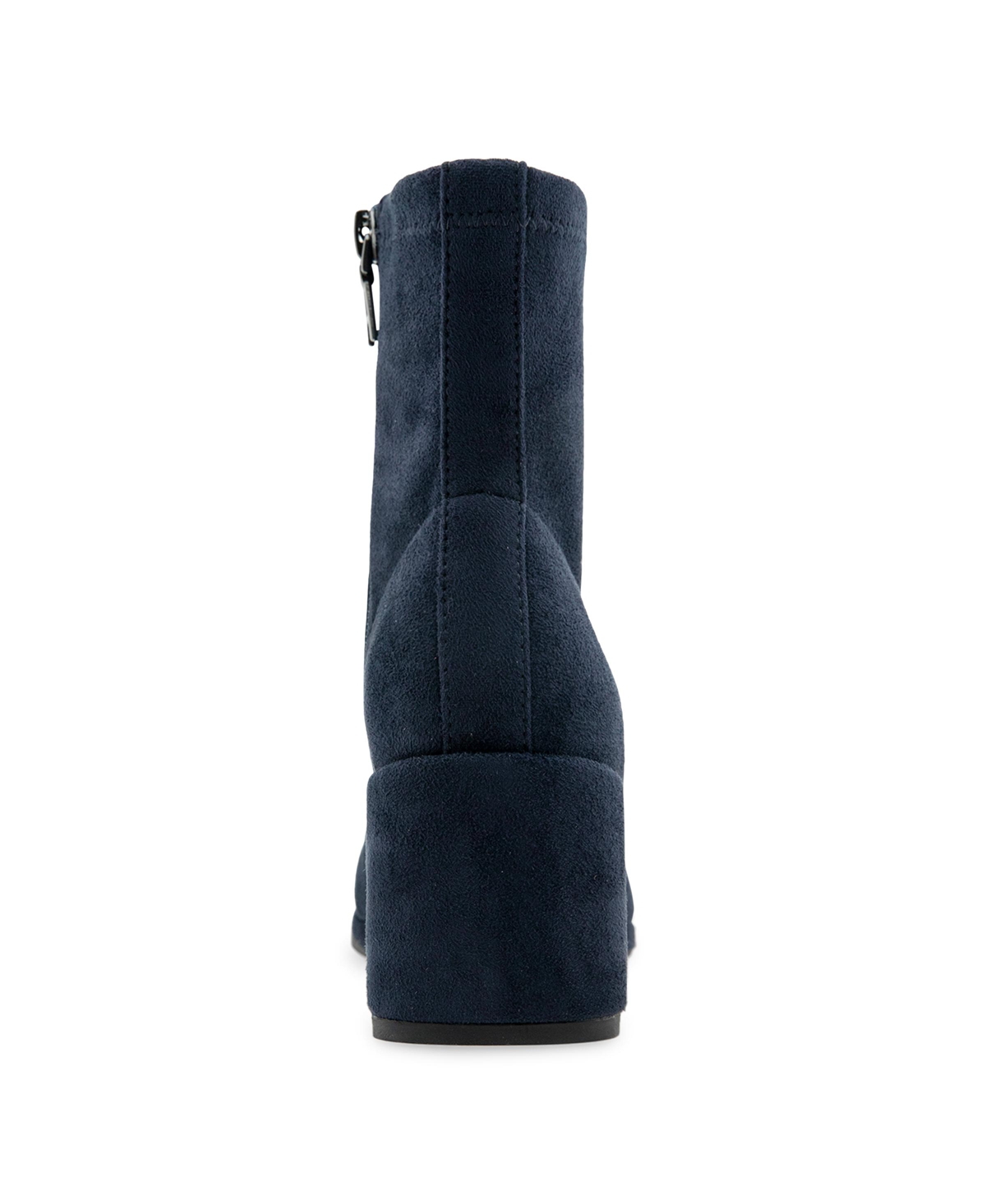 Shop Aerosoles Women's Anouk Wedge Booties In Navy Faux Suede