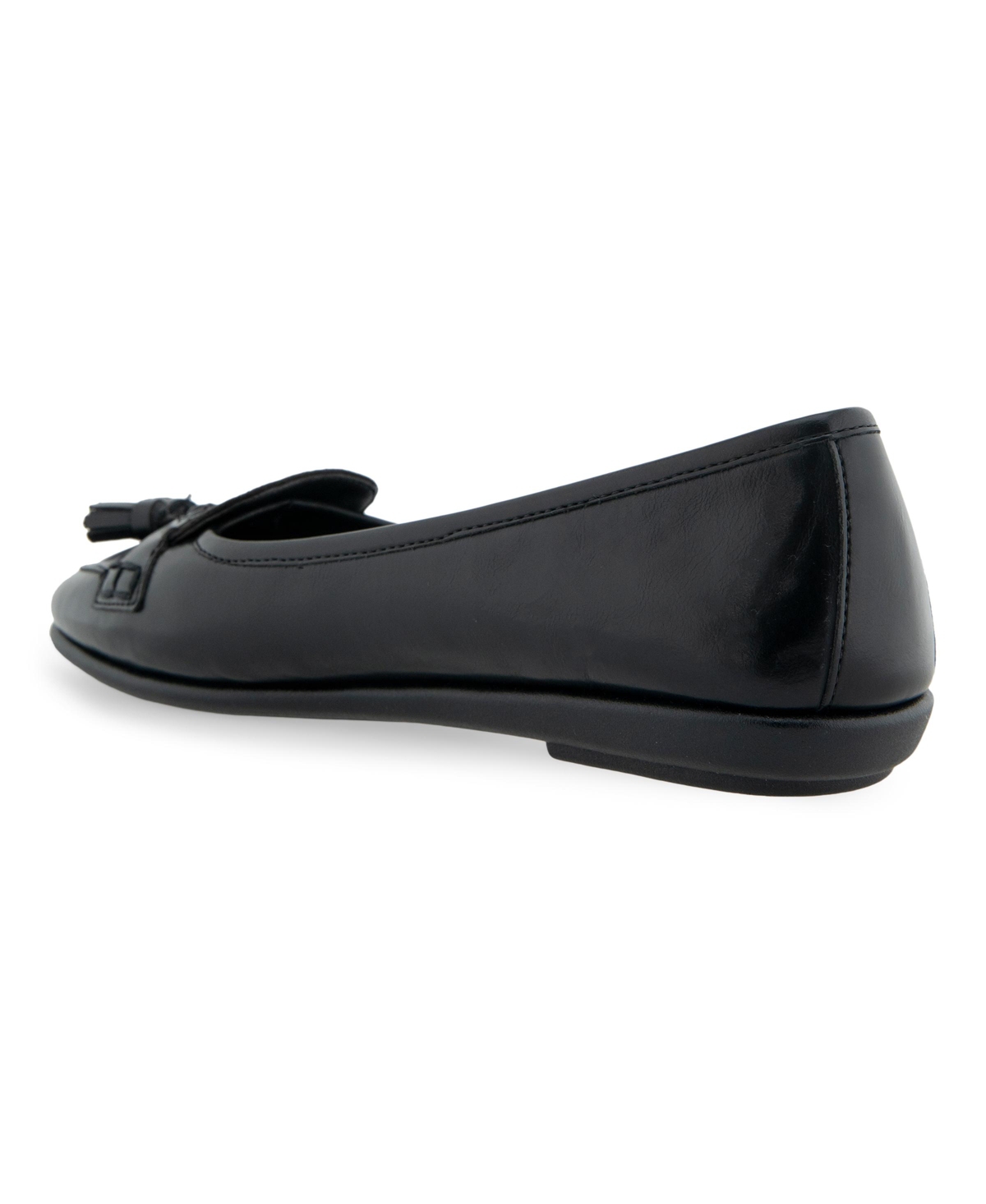 Shop Aerosoles Women's Brooks Tassel Ballet Flats In Black Burnished Faux Leather - Polyureth