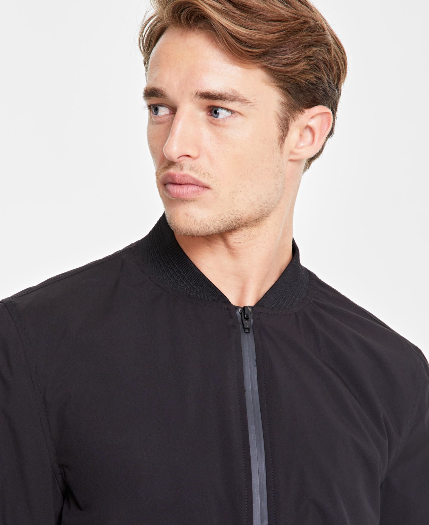 Мужская куртка Alfani Regular-Fit Water-Resistant Full-Zip Bomber, цвет: Глубокий чёрный — фото 3