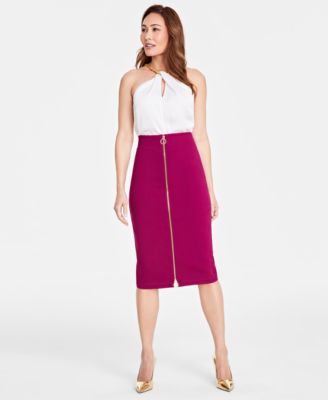 Women s Ponte Zip Front Pencil Skirt Created for Macy s