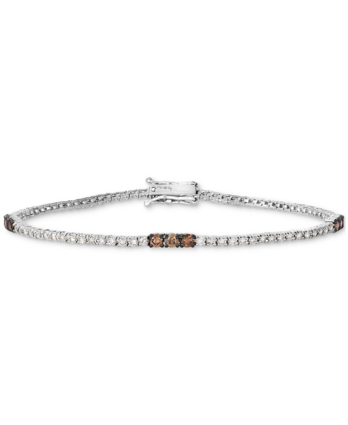 Nude Diamond & Chocolate Diamond Station Tennis Bracelet (1-5/8 ct. t.w.) in 14k White Gold - White Gold