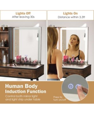Vanity Makeup Table Set with Lighted Mirror