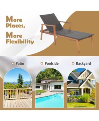 SUGIFT Patio Rattan Lounge Chair with 4-Position Adjustable Backrest