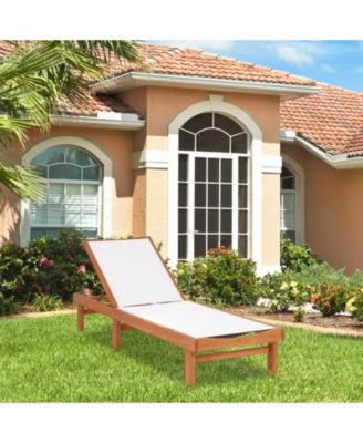 SUGIFT Outdoor Wood Chaise Lounge Chair with 5-Postion Adjustable Back
