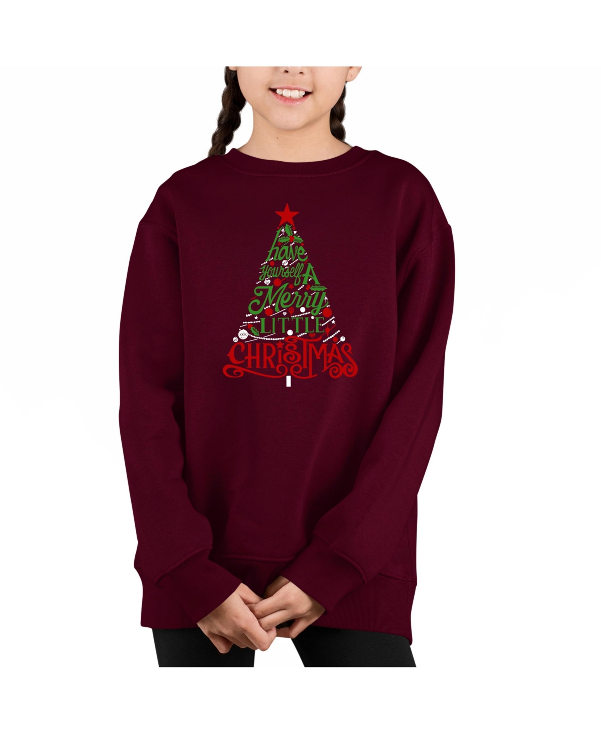 La Pop Art Girls Have Yourself a Merry Christmas Word Art Crewneck Sweatshirt