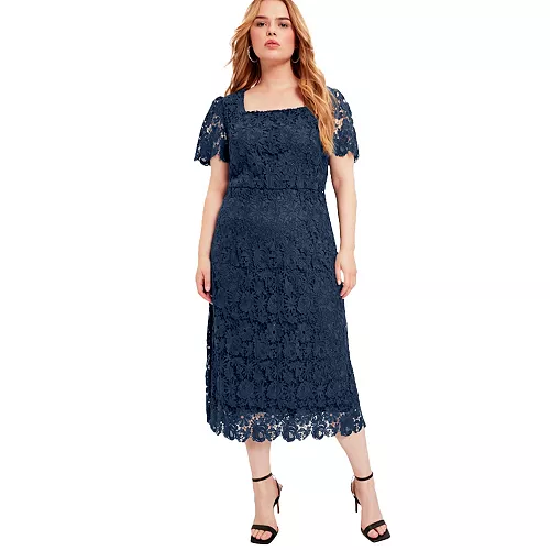 women's june + vie square-neck lace jessica dress