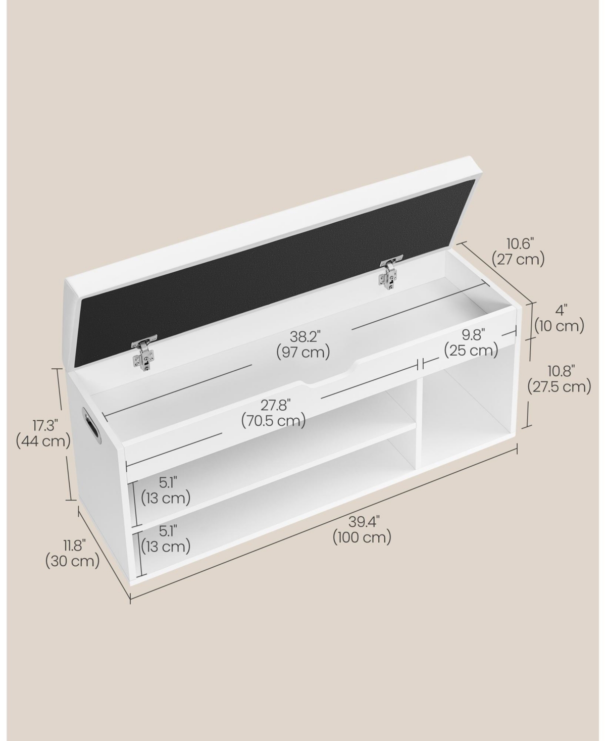 Slickblue Storage Bench with Cushion for Stylish Seating and Functional Storage