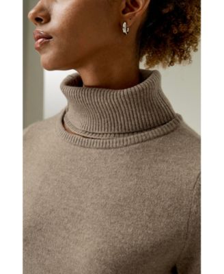 Women's Cashmere Detachable Turtleneck Pullover Sweater