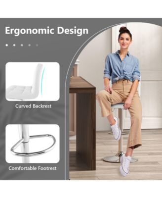 Armless PU Leather Bar Stool with Adjustable Height and Swivel Seat