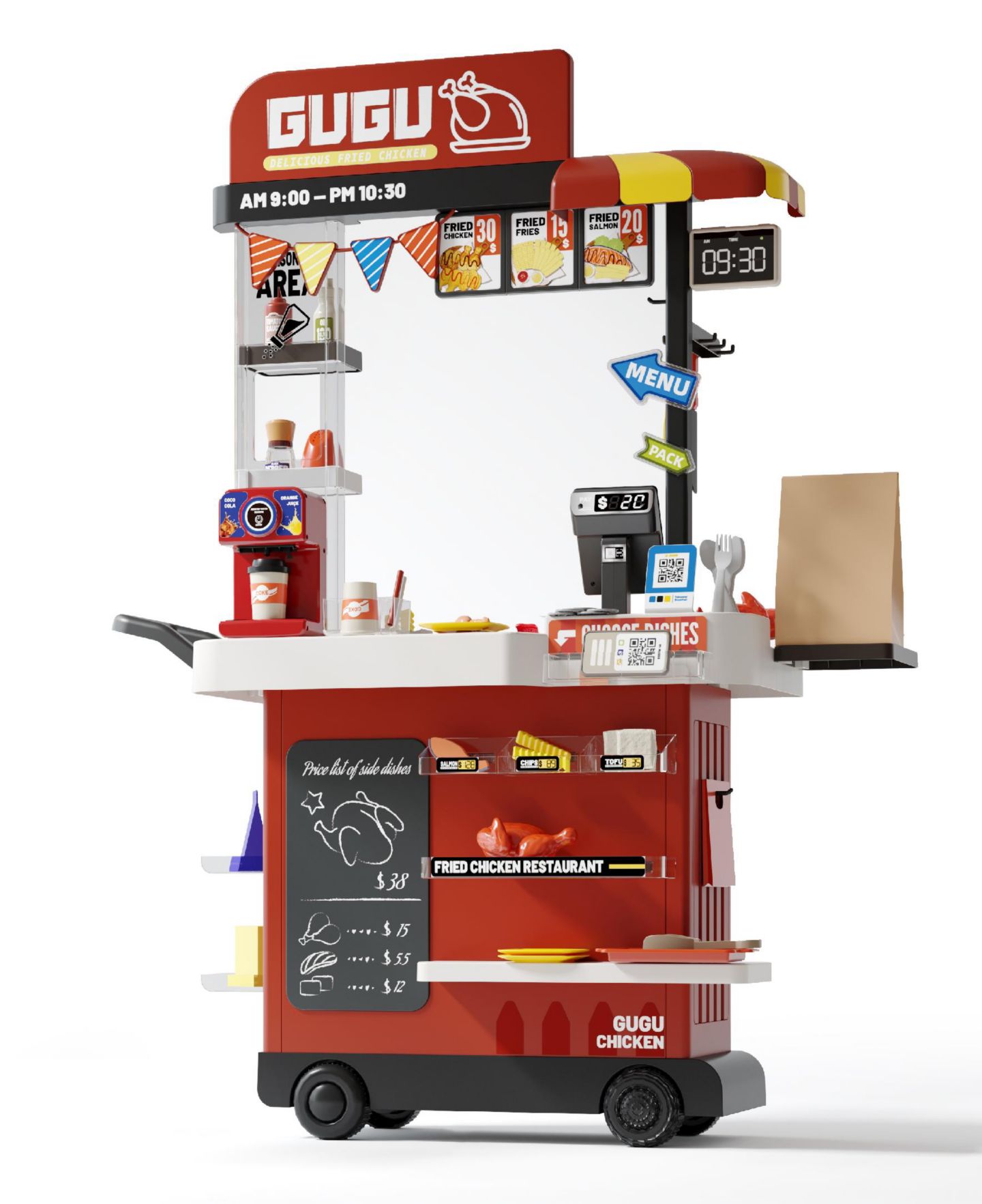 Детские игрушки SUGIFT 82-Piece Kids Play Kitchen Set Fried Chicken Shop with Steam, Water Circulation Sink, and Color-Changing Food for Ages 3+ — фото 9
