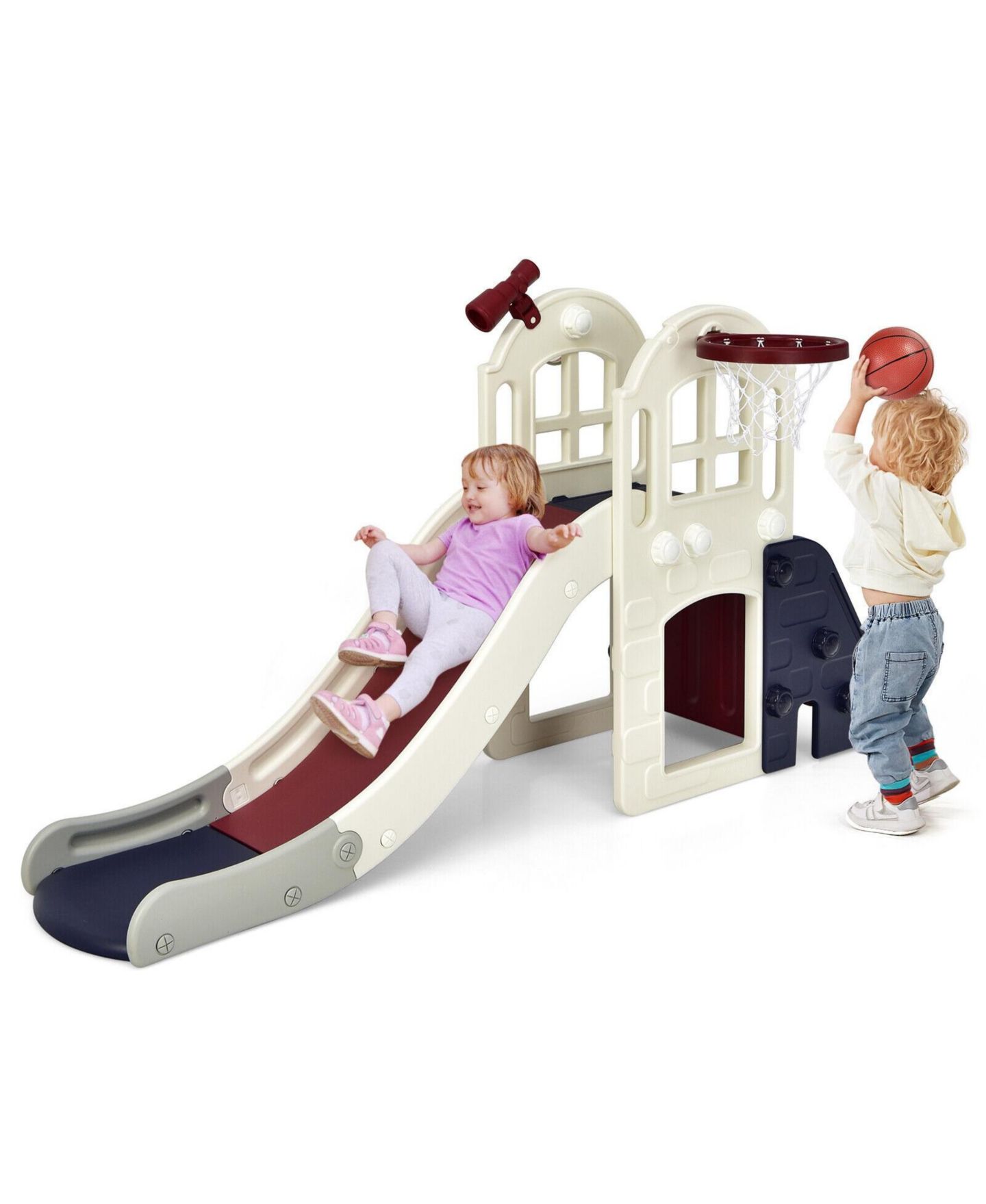 Детский игровой набор INOLAIT 6-in-1 Toddler Climber Slide Playset with Basketball Hoop — фото 8