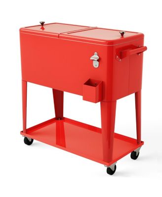 80 Quart Outdoor Patio Rolling Steel Construction Cooler