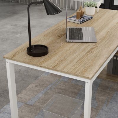 55.1 in. L-Shaped Brown Wood Computer Desk Writing Desk Office Executive Desk W/Removable Tabletop, Shelves, 3-Drawers