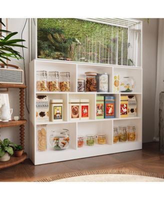 55.1" Wood 10-Shelf Freestanding Bookcase Standard Storage Organizer for Living Room, Office & Study