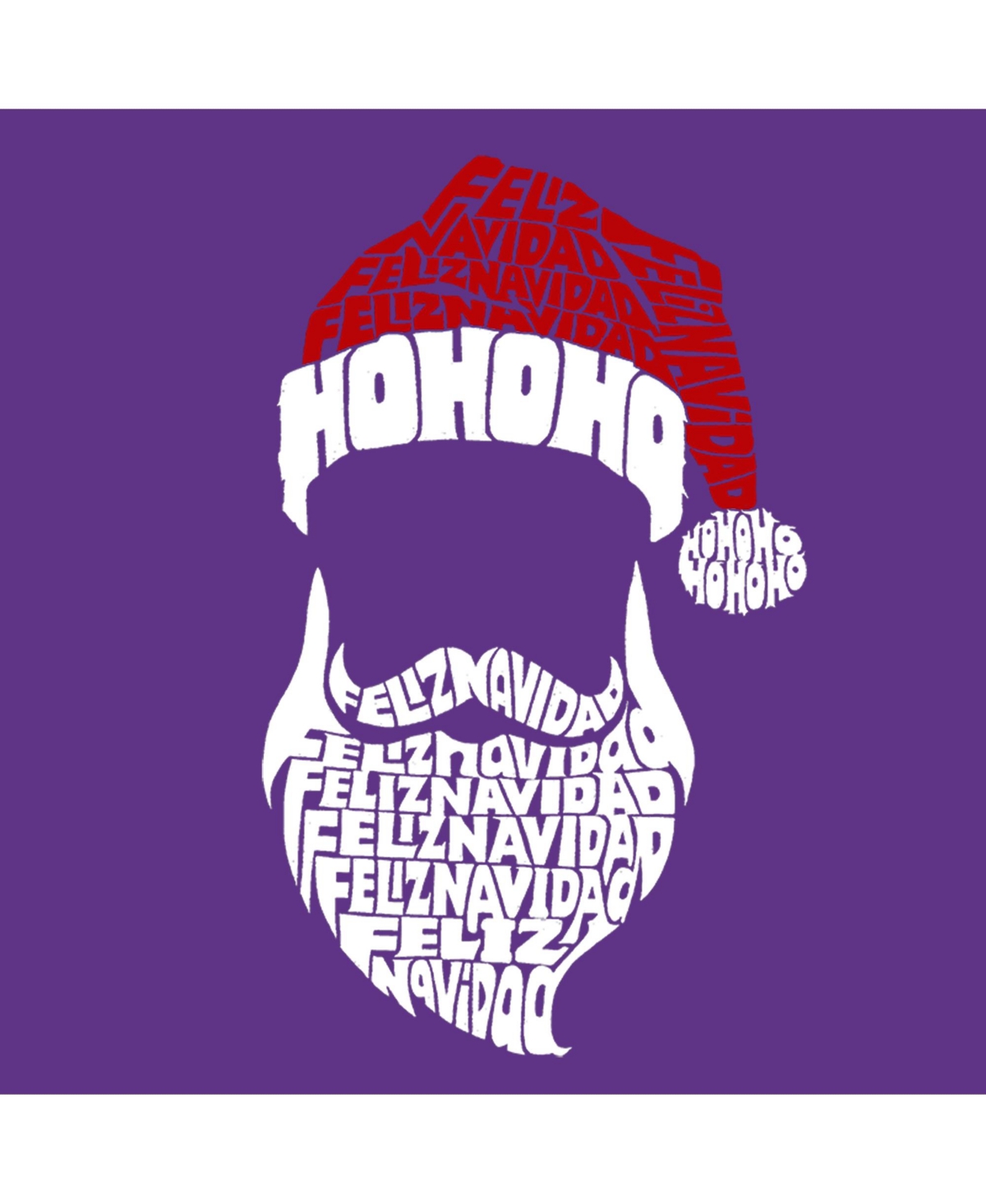 La Pop Art Girls Feliz Navidad Santa Claus Word Art T-Shirt