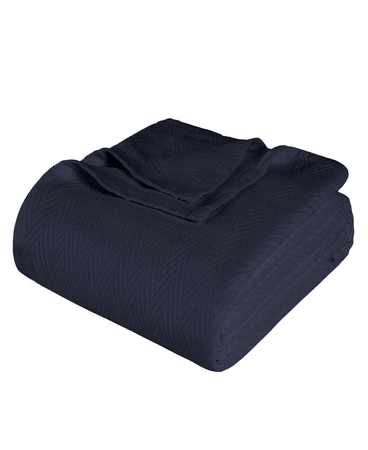 Superior Chevron All-season Cotton Blanket, King In Navy Blue