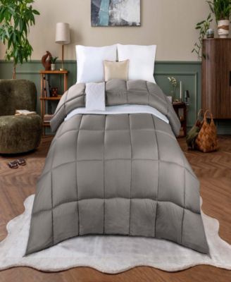 Monochrome Basketweave Plush Microfiber Down Alternative Comforter, King