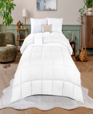 Superior Monochrome Basketweave Plush Microfiber Down Alternative Comforter, King