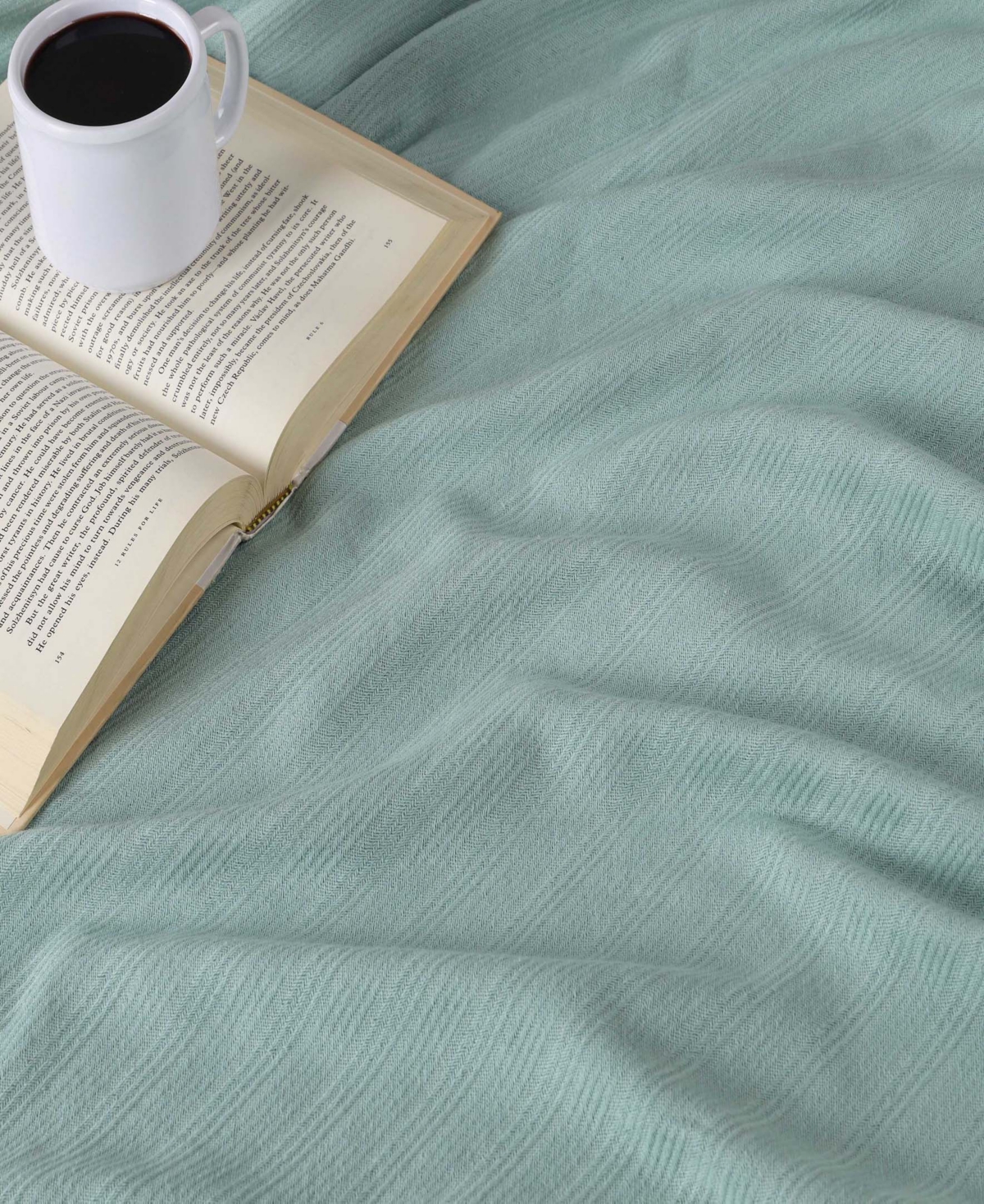 Superior Milan Cotton Jacquard Dobby Weave Textured Striped Lightweight Woven Blanket, King In Aqua