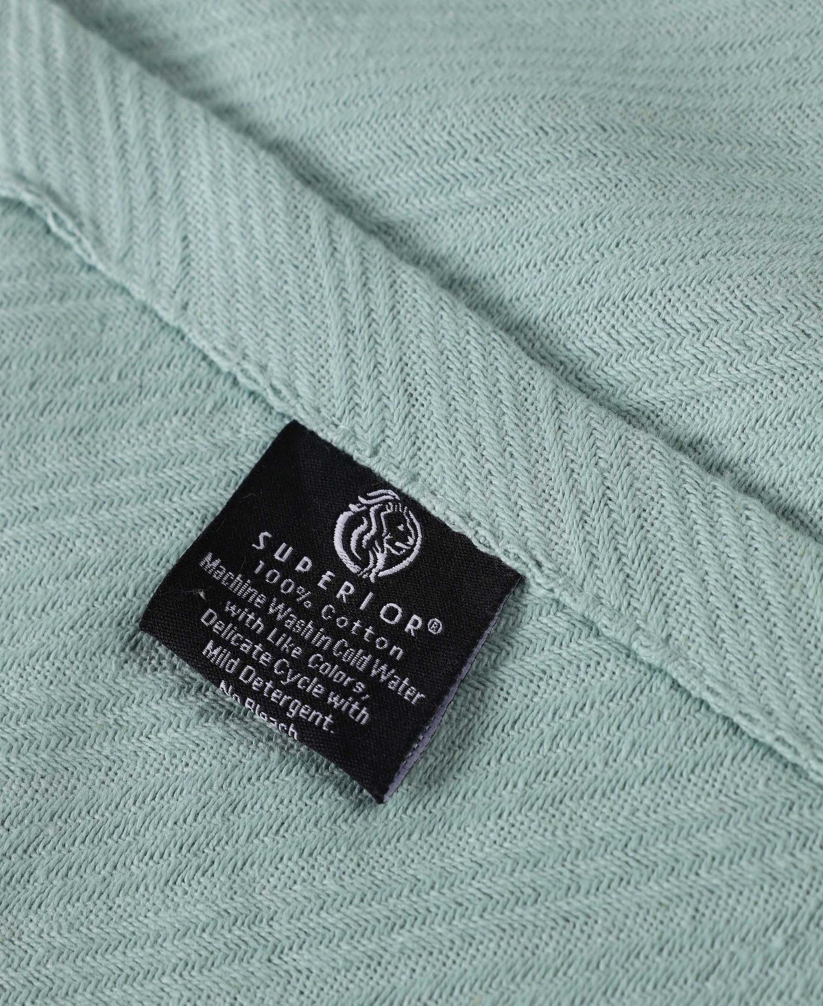 Superior Milan Cotton Jacquard Dobby Weave Textured Striped Lightweight Woven Blanket, Twin In Aqua