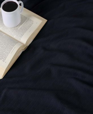 Milan Cotton Jacquard Dobby Weave Textured Striped Lightweight Woven Throw, 50" x 60"