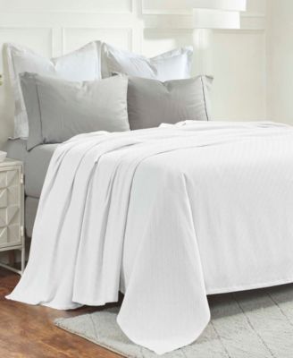 Milan Cotton Jacquard Dobby Weave Textured Striped Lightweight Woven Blanket, Twin